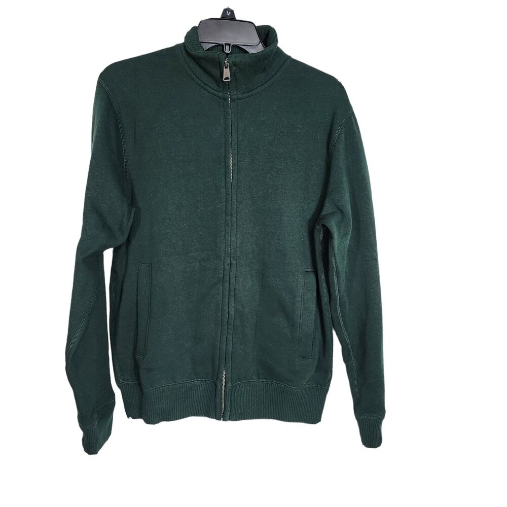 Old Navy Men Jacket Small Green Full Zip Long Sleeve Sweatshirt Pocket Mock Neck